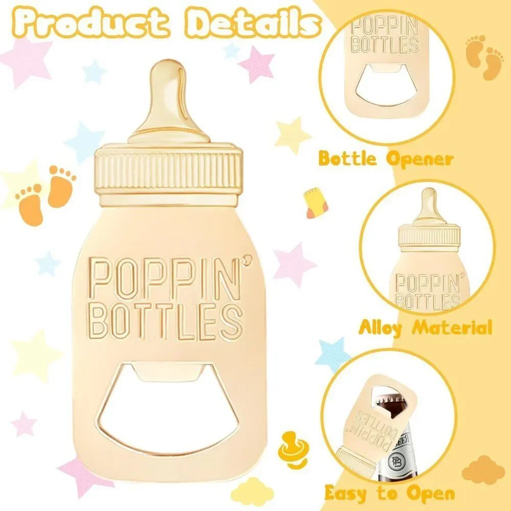 Set of 24 Boxed 'Poppin Bottles' Gold Bottle Opener‎s Baby Shower Gifts Favors
